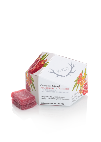 Pomegranate 1:1 CBD + Hybrid Enhanced Gummies 100:100mg